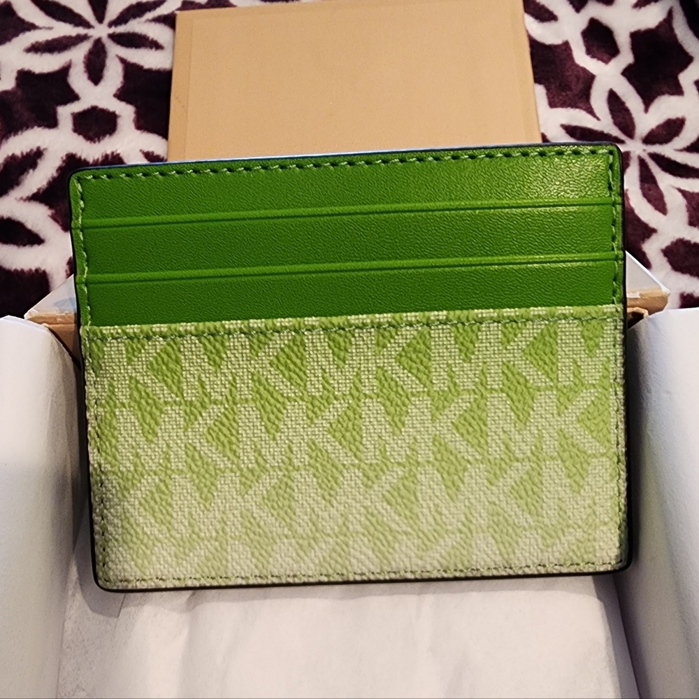 NWOT Michael Kors Jungle Green Ombre Card Holder - Picture 2 of 6